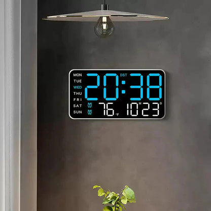 ⏰ Endast nu 49% rabatt!🔥Stor digital väggklocka med LED-display, datum och termometer