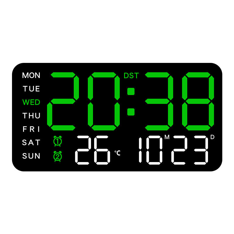 ⏰ Endast nu 49% rabatt!🔥Stor digital väggklocka med LED-display, datum och termometer