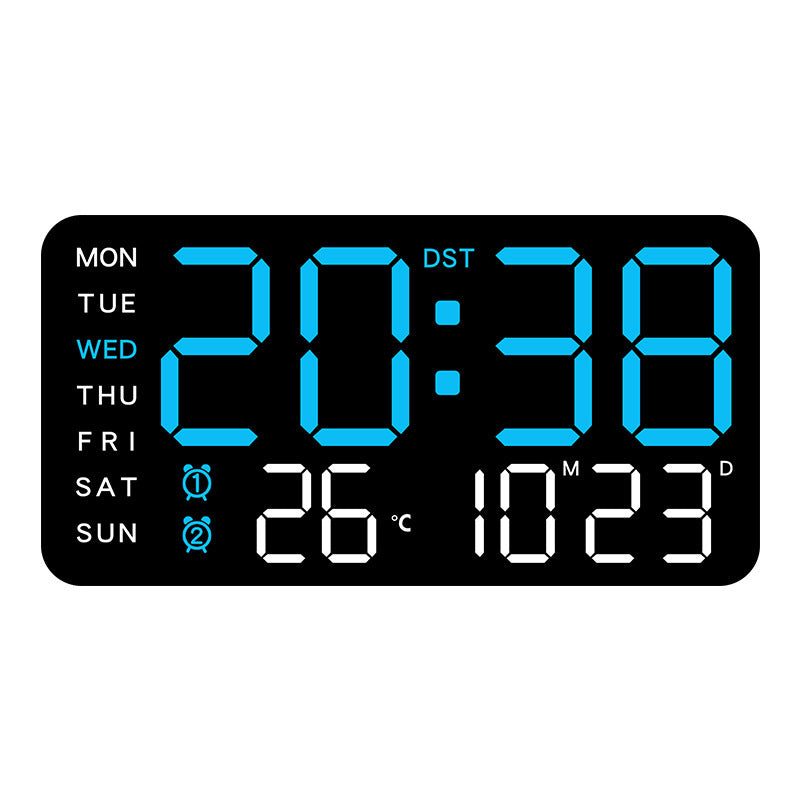 ⏰ Endast nu 49% rabatt!🔥Stor digital väggklocka med LED-display, datum och termometer