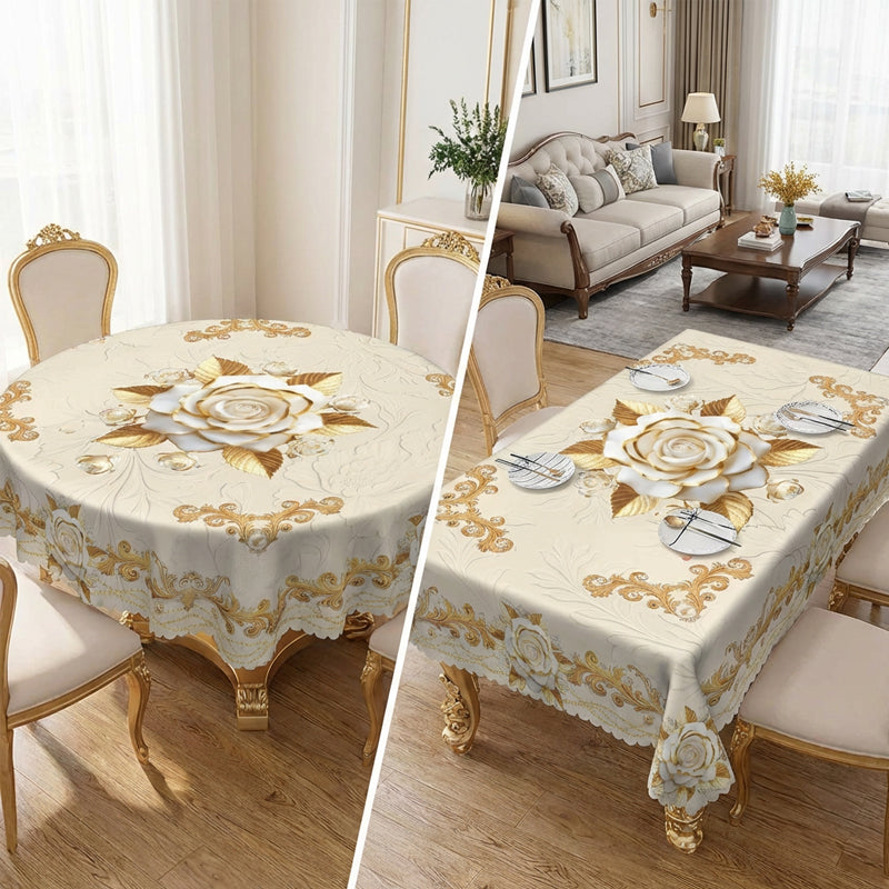 ✨ 50% RABATT 💖 Lyxig guldfärgad bordsduk ⏰ skyddar bordet, lätt att torka av & ger en elegant hemkänsla 🏡