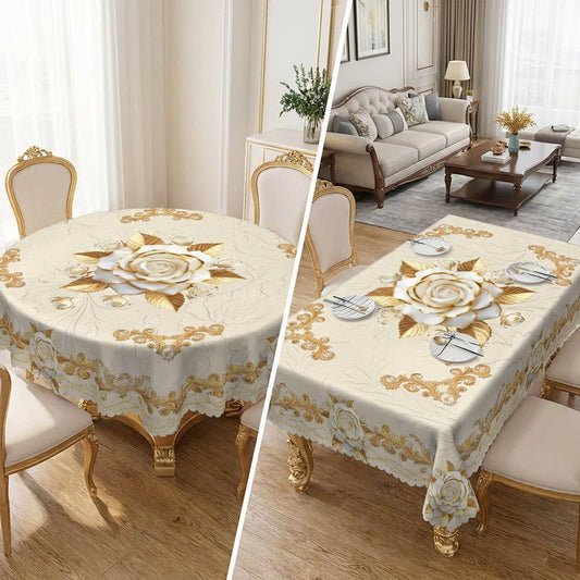 ✨ 50% RABATT 💖 Lyxig guldfärgad bordsduk ⏰ skyddar bordet, lätt att torka av & ger en elegant hemkänsla 🏡