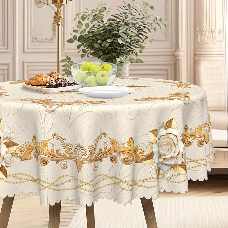 ✨ 50% RABATT 💖 Lyxig guldfärgad bordsduk ⏰ skyddar bordet, lätt att torka av & ger en elegant hemkänsla 🏡