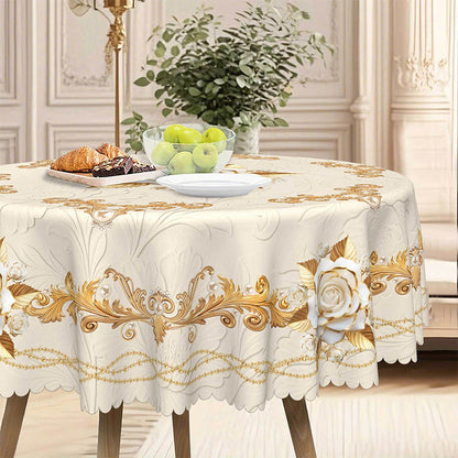 ✨ 50% RABATT 💖 Lyxig guldfärgad bordsduk ⏰ skyddar bordet, lätt att torka av & ger en elegant hemkänsla 🏡