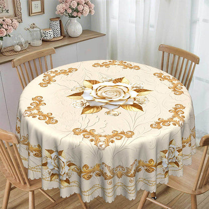 ✨ 50% RABATT 💖 Lyxig guldfärgad bordsduk ⏰ skyddar bordet, lätt att torka av & ger en elegant hemkänsla 🏡