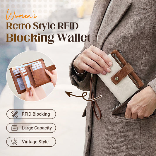 Portafoglio da donna in pelle con blocco RFID