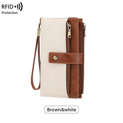 Portafoglio da donna in pelle con blocco RFID