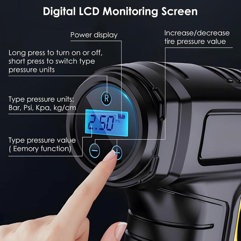 🔥Säljes varmt! 50% rabatt🔥 Bärbar sladdlös luftkompressor med digital display