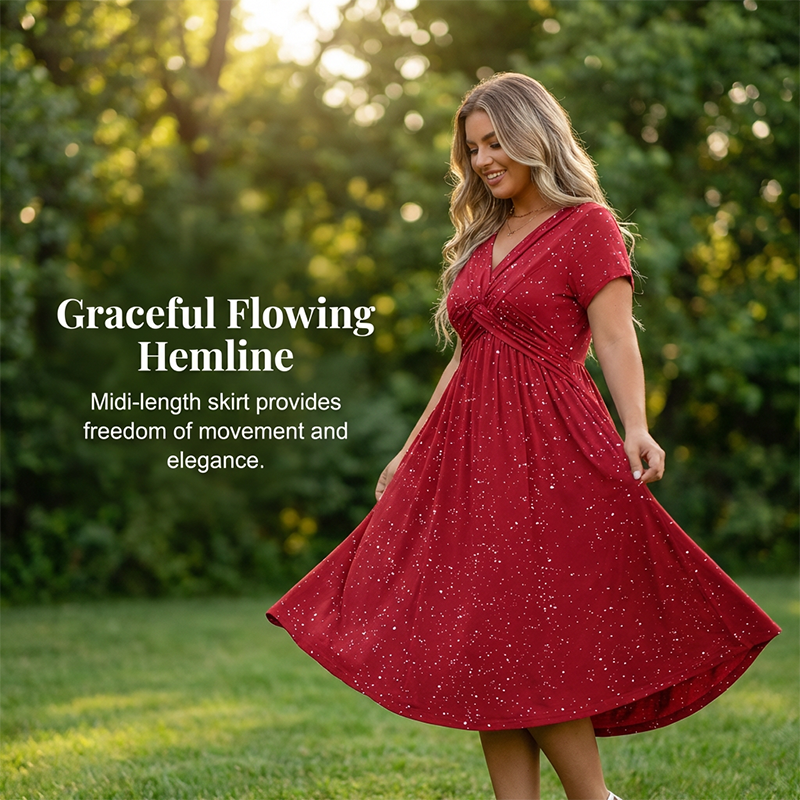 💫 50% RABATT 🌸 Elegant klänning med V-hals & vridet frontparti 💗 feminin, luftig & perfekt för sommarens alla tillfällen ☀️