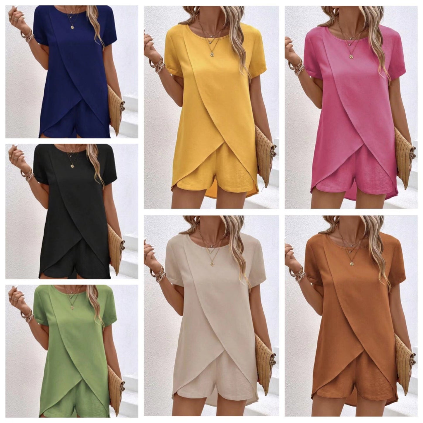 🌿✨ 50% rabatt 💥 Trendigt damset med topp & shorts 👗 enfärgat, lätt tyg & perfekt för svensk sommar ☀️