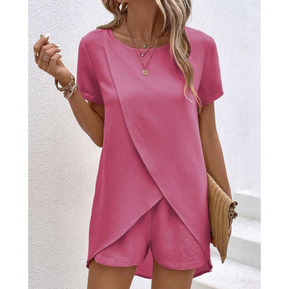 🌿✨ 50% rabatt 💥 Trendigt damset med topp & shorts 👗 enfärgat, lätt tyg & perfekt för svensk sommar ☀️