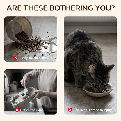 Upphöjd hund- och kattmatskål med 3 skålar – halkfri och stabil 🐾🥣