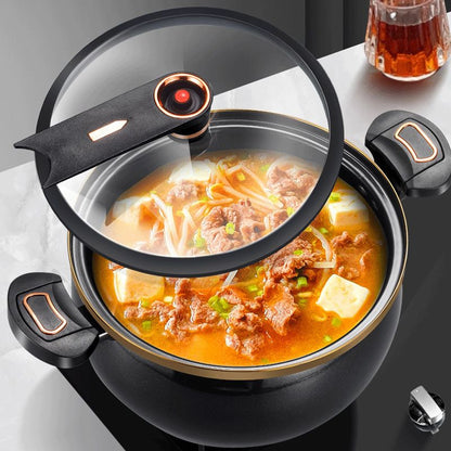 🍲 50% RABATT NU! 🔥 Emaljerad Tryckminipanna med Non-stick – Spara Tid i Köket – 8L Stor Kapacitet – Perfekt för Soppor, Grytor & Ångning – Snabb & Jämn Värmefördelning 🥘