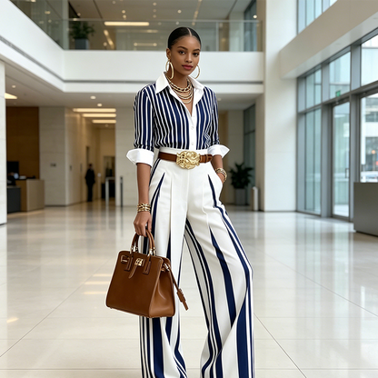 🔥 2026 NEUHEIT: -50% 💥 Gestreiftes Set aus Shirt & weiter Hose – bequem, modern & stilvoll für jeden Tag ✨