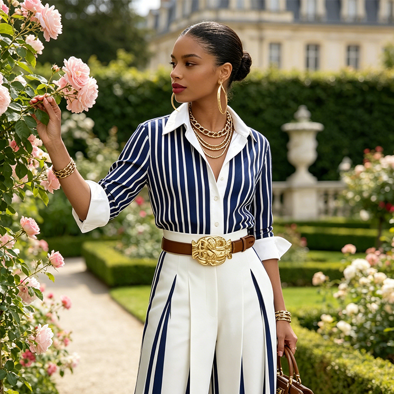 🔥 2026 NEUHEIT: -50% 💥 Gestreiftes Set aus Shirt & weiter Hose – bequem, modern & stilvoll für jeden Tag ✨