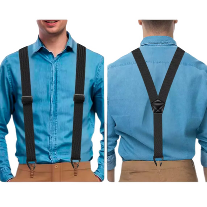 🔥 50% RABATT 👔 Hängslen för män med hakefäste ✨ X-formad rygg för stabil passform, komfort och klassisk stil hela dagen