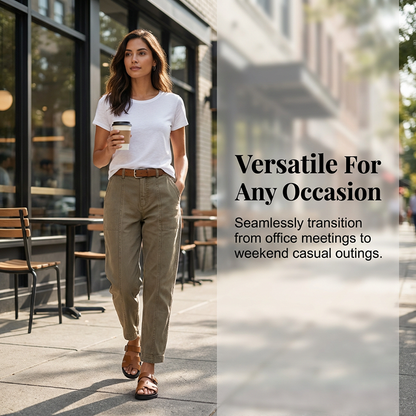 👖🔥 LIMITED TIME: -50% RABATT ✨ High-Waist Tapered Cargobyxor för dam – smickrande slim fit, praktiska fickor & skrynkelfritt tyg 👜