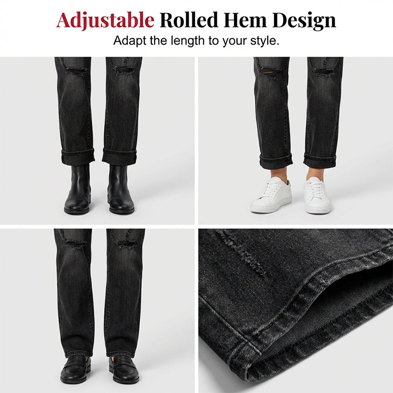 💫 Nordisk stil möter komfort 👖 50% RABATT på trendiga damjeans med raka ben & snygga slitningar 🔥