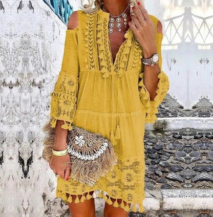 ☀️ 50% RABATT ✨ Lös damklänning i bomull & linne 🌸 Broderade detaljer, sval känsla & perfekt för varma sommardagar 👗