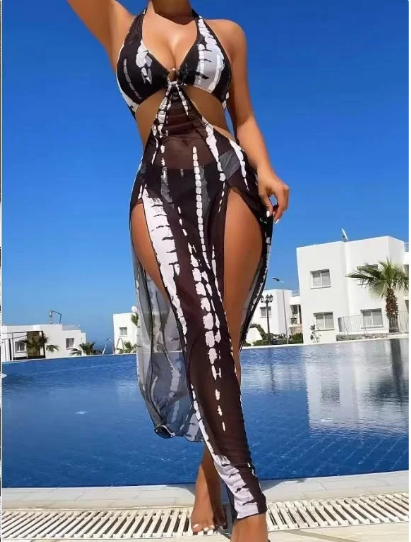 🔥 50% RABATT 👙 Randig tvådelad bikini ✨ Knythalter, smickrande passform & stilren strandlook för sommaren 🌊☀️