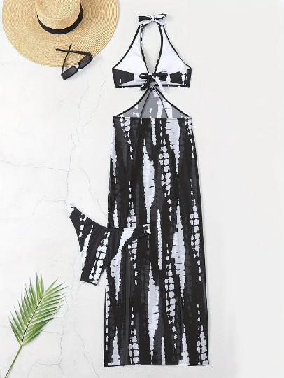 🔥 50% RABATT 👙 Randig tvådelad bikini ✨ Knythalter, smickrande passform & stilren strandlook för sommaren 🌊☀️