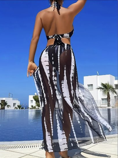 🔥 50% RABATT 👙 Randig tvådelad bikini ✨ Knythalter, smickrande passform & stilren strandlook för sommaren 🌊☀️