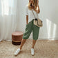Pantaloni capri casual da donna in cotone e lino