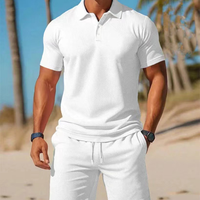 🔥⏰ 55% RABATT NU! 💥 Herr Sommarset – Polotröja + Shorts ☀️ stilrent, luftigt & perfekt för varma dagar 👕