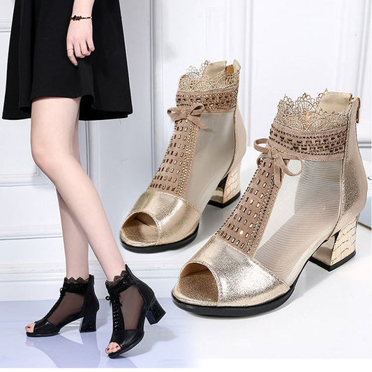 Lässige Mesh-Sandalen mit offener Zehenpartie für Damen