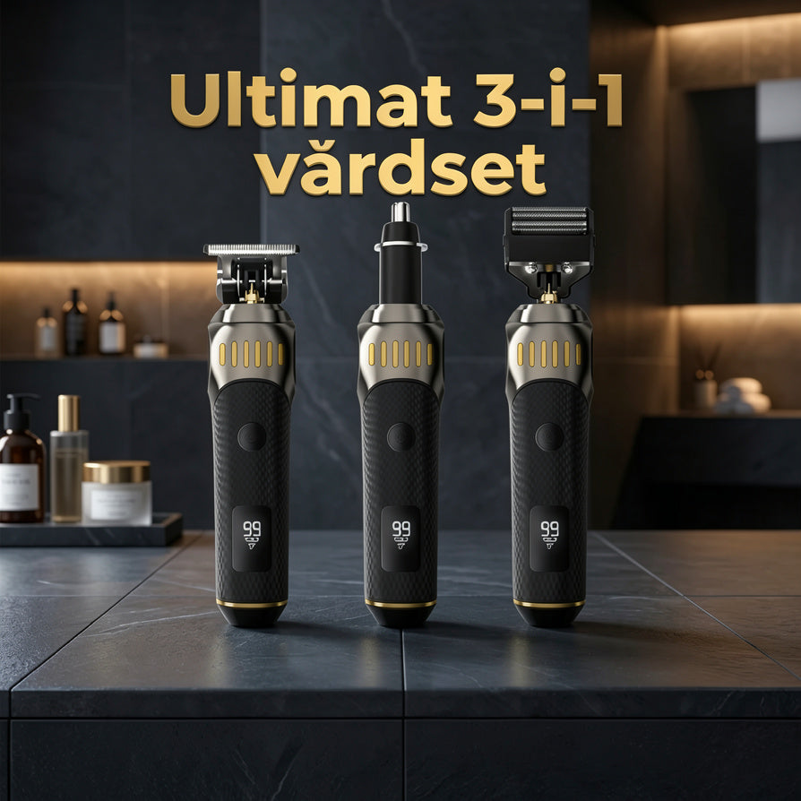 🌞🔥 VÅRREA: 50% RABATT 🧔 Luxe 3-i-1 grooming kit för män ✂️ T-skärmaskin + folieklippare + nästrimmer ✨ LED-display & USB-laddbar