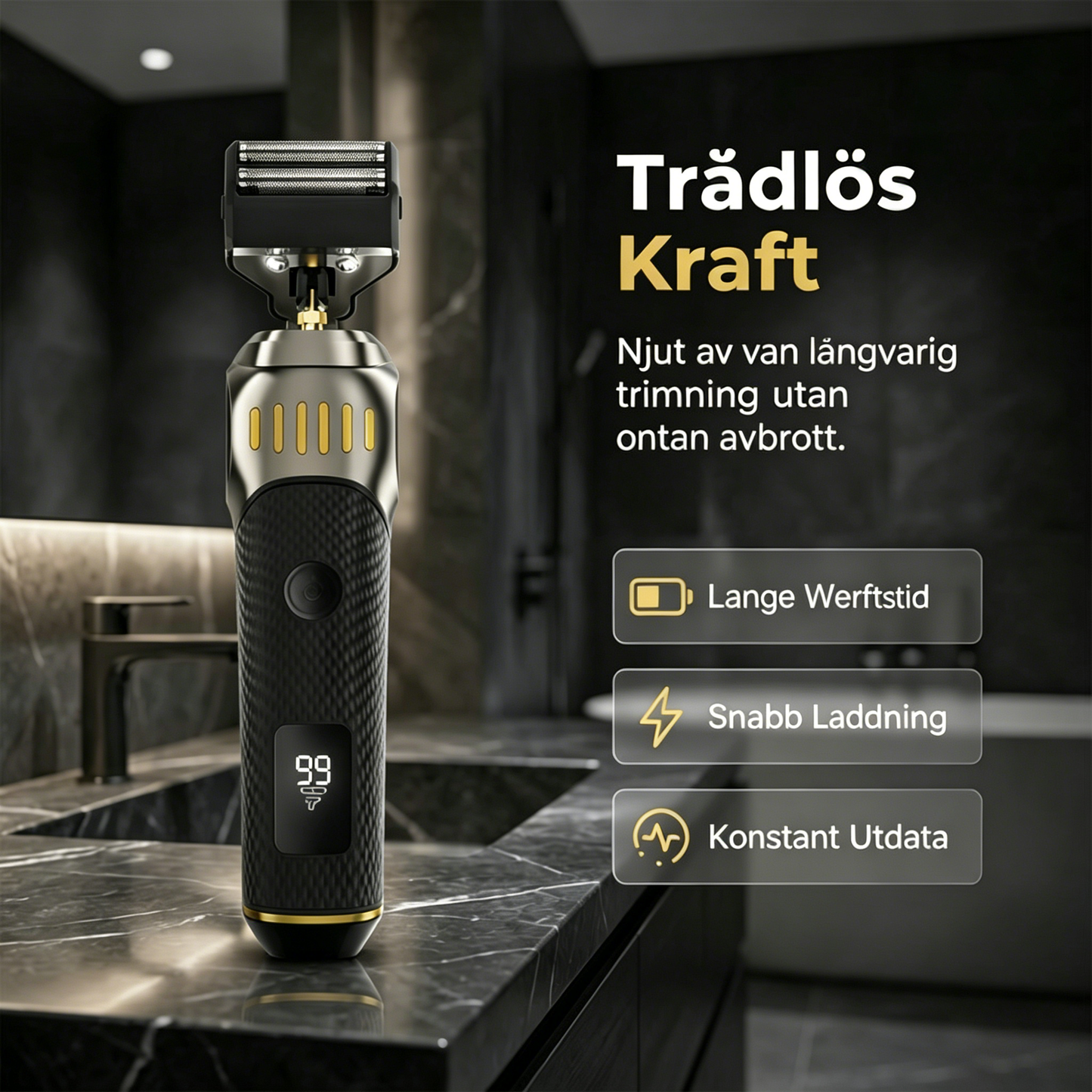 🌞🔥 VÅRREA: 50% RABATT 🧔 Luxe 3-i-1 grooming kit för män ✂️ T-skärmaskin + folieklippare + nästrimmer ✨ LED-display & USB-laddbar