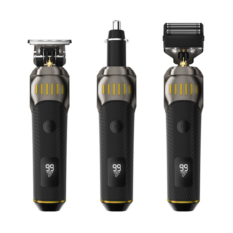 🌞🔥 VÅRREA: 50% RABATT 🧔 Luxe 3-i-1 grooming kit för män ✂️ T-skärmaskin + folieklippare + nästrimmer ✨ LED-display & USB-laddbar