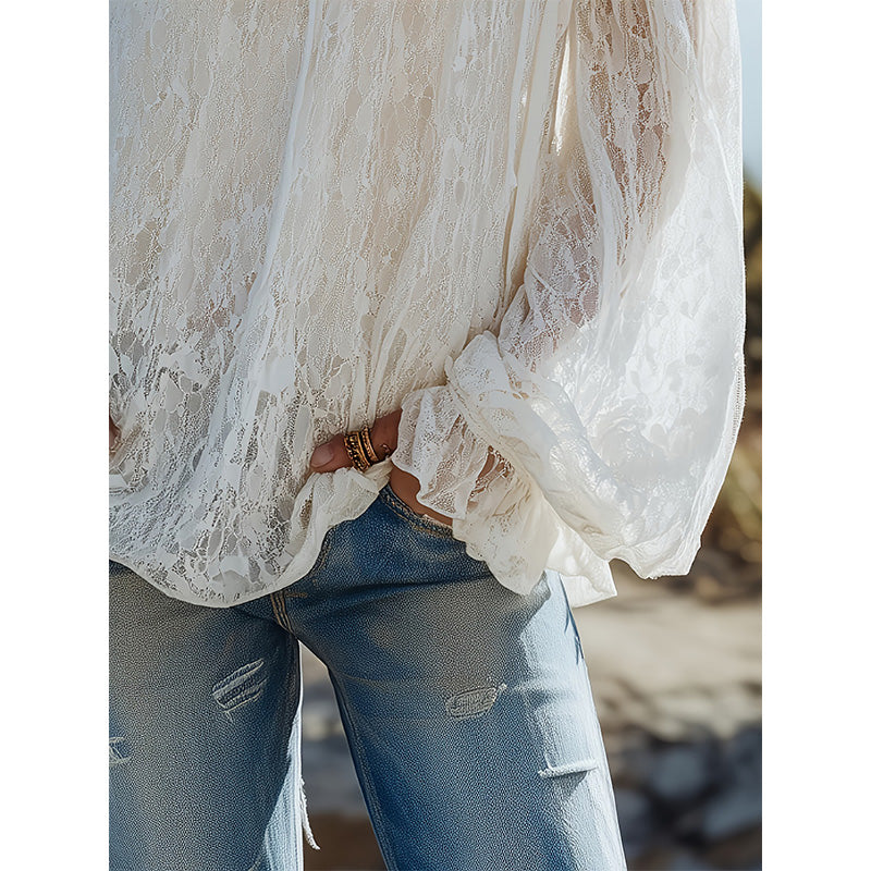 💫 SOMMARFAVORIT ⏰ -50% 👚 Spetstopp i boho-stil för dam 🌸 romantisk, lätt & superstilren ✨