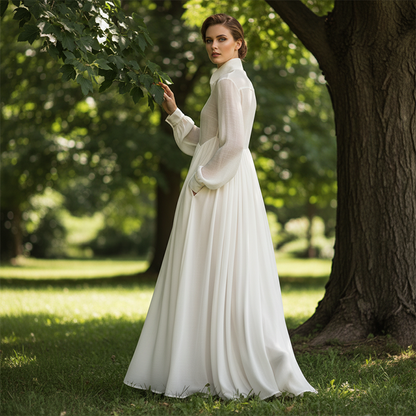 🔥🇸🇪 NYHET: -50% 🎁 Elegant vit maxiklänning med veck & hög hals 👗✨ stilren, luftig & perfekt för sommarens alla tillfällen ☀️