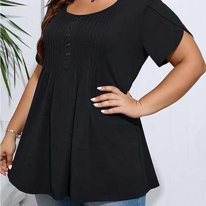💥 JETZT HALBPREIS! 👚 Damen T-Shirt mit Puffärmeln & Front-Falten ✨ Elegant, weich & atmungsaktiv – perfekt für Büro & Brunch 🌸