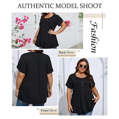 💥 JETZT HALBPREIS! 👚 Damen T-Shirt mit Puffärmeln & Front-Falten ✨ Elegant, weich & atmungsaktiv – perfekt für Büro & Brunch 🌸