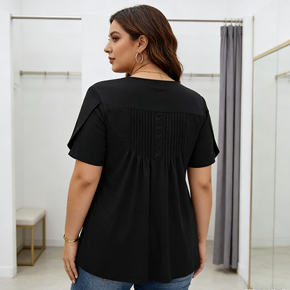 💥 JETZT HALBPREIS! 👚 Damen T-Shirt mit Puffärmeln & Front-Falten ✨ Elegant, weich & atmungsaktiv – perfekt für Büro & Brunch 🌸