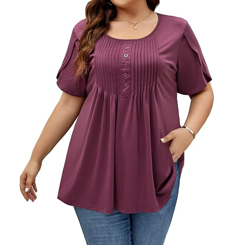 💥 JETZT HALBPREIS! 👚 Damen T-Shirt mit Puffärmeln & Front-Falten ✨ Elegant, weich & atmungsaktiv – perfekt für Büro & Brunch 🌸