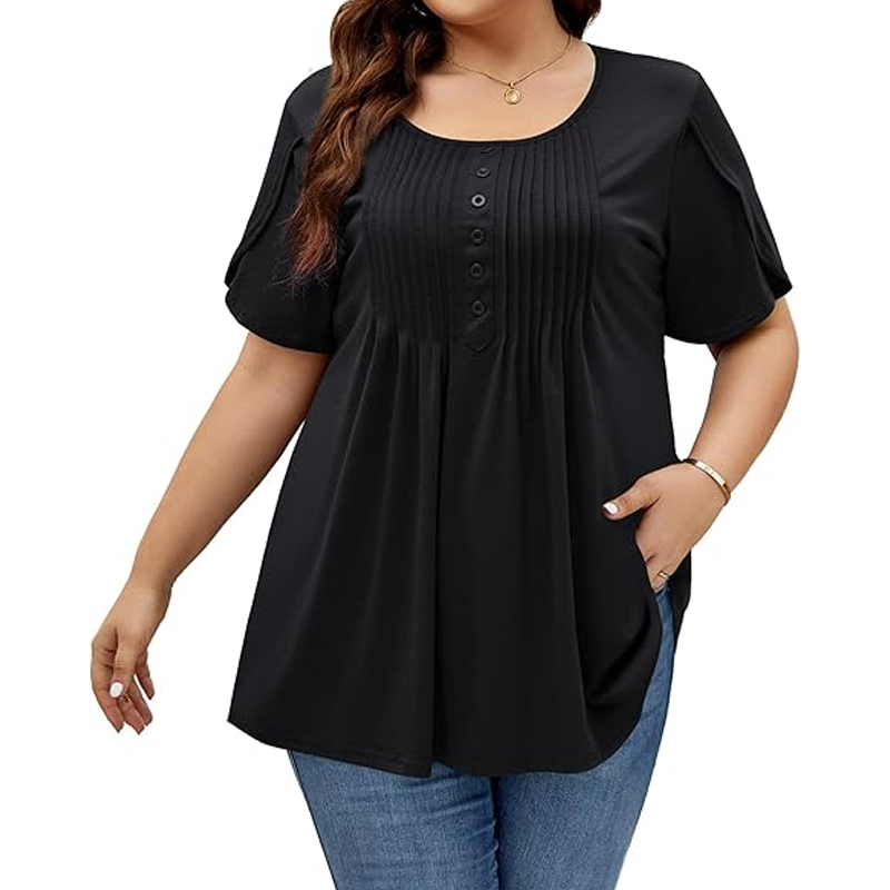💥 JETZT HALBPREIS! 👚 Damen T-Shirt mit Puffärmeln & Front-Falten ✨ Elegant, weich & atmungsaktiv – perfekt für Büro & Brunch 🌸