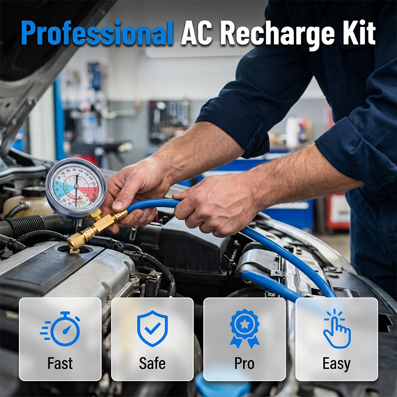 ❄️🔧 50% RABATT NU! 🚗 R134a AC påfyllningskit med mätare – läcksäker DIY-lösning för bil & hem-AC ✨