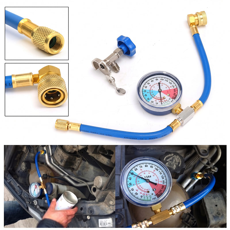 ❄️🔧 50% RABATT NU! 🚗 R134a AC påfyllningskit med mätare – läcksäker DIY-lösning för bil & hem-AC ✨