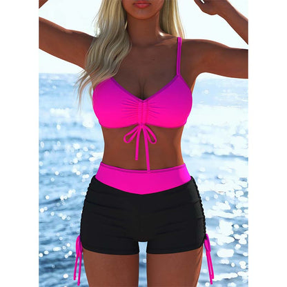 🔥 50% RABATT – Sommarens favoritbikini ☀️✨ Dam Bikini Set med snörning & bekväma boyshorts 🩱 Stilren passform för strand & semester 🌊