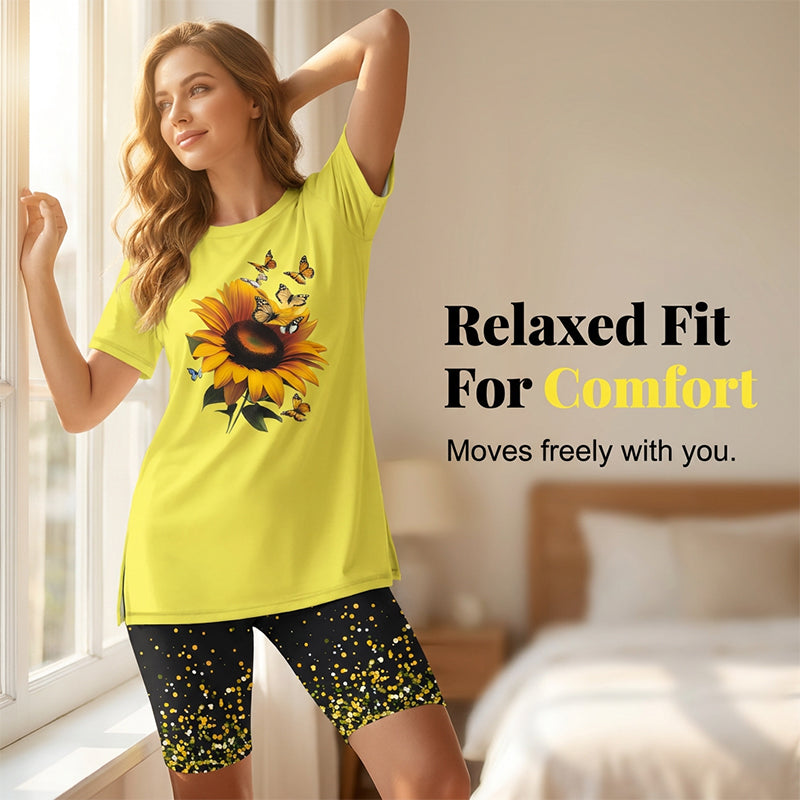 🌈✨ 50% RABATT! 💥 Damen Tunika & Shorts Set – avslappet passform, sidesliss & stilrent mønster for sommerens uteaktiviteter 🩳☀️
