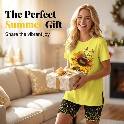 🌈✨ 50% RABATT! 💥 Damen Tunika & Shorts Set – avslappet passform, sidesliss & stilrent mønster for sommerens uteaktiviteter 🩳☀️