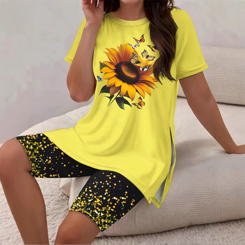 🌈✨ 50% RABATT! 💥 Damen Tunika & Shorts Set – avslappet passform, sidesliss & stilrent mønster for sommerens uteaktiviteter 🩳☀️