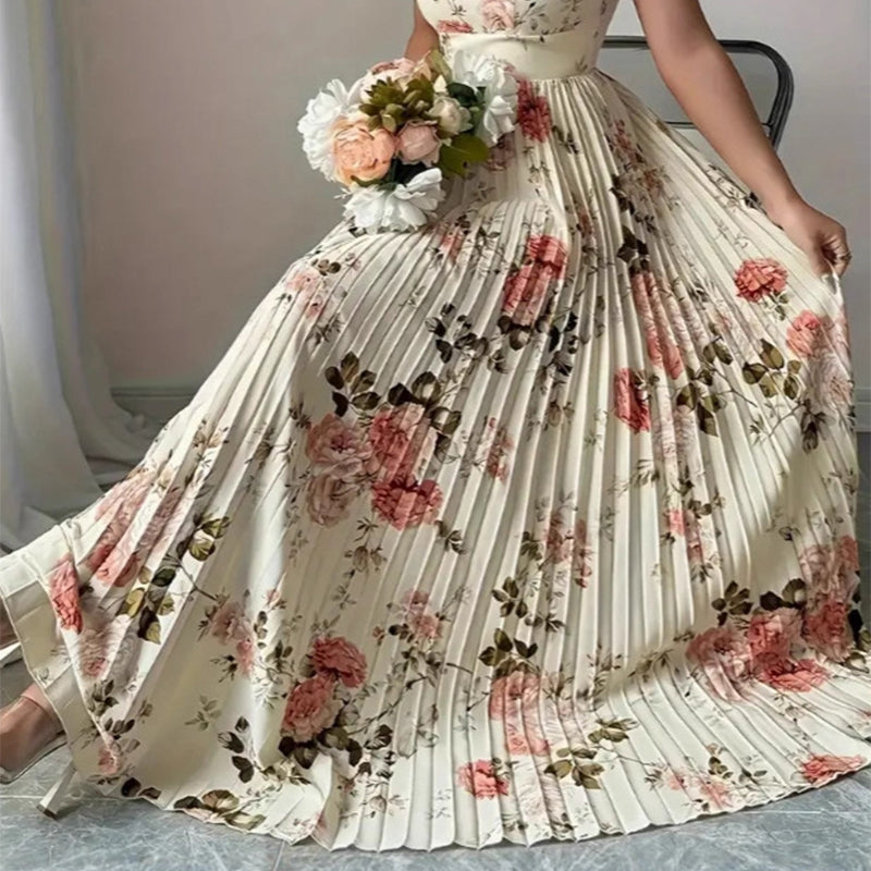 🔥 50% RABATT 👗 Blommig maxiklänning med romantisk charm 🌸 Fyrkantig urringning, volangärmar & smickrande hög midja ✨