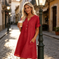🏖️ SCONTO DEL 50%! 👗 Tunica abito con scollo a V da donna – vestibilità comoda, tasche e traspirante