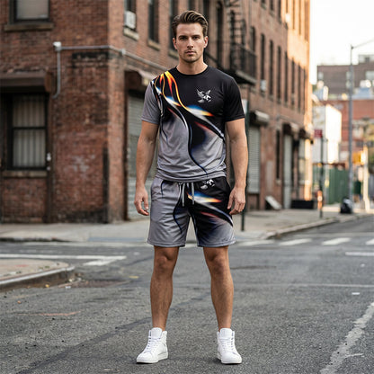 ☀️ 50% rabatt 💥 Trendigt herrset med abstrakt design ✨ Luftig T-shirt & bekväma shorts för sommarens alla dagar 🌿