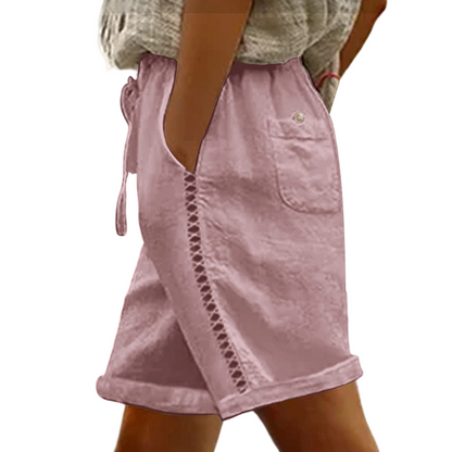 🔥 50% rabatt 👖🌸 Avslappnade knälånga shorts med spetsdetaljer – luftiga, bekväma & perfekta för sommaren ☀️