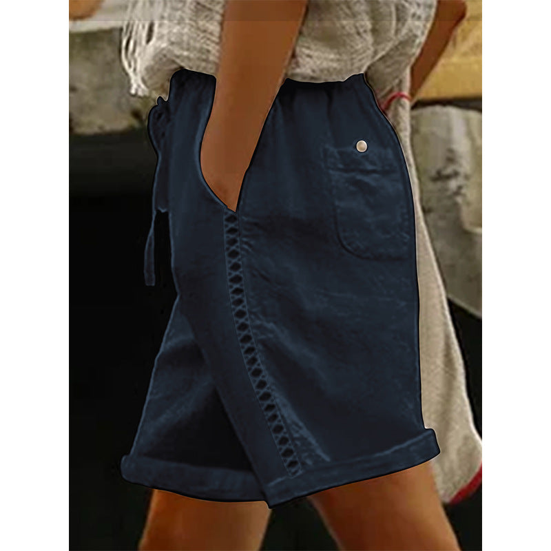 🔥 50% rabatt 👖🌸 Avslappnade knälånga shorts med spetsdetaljer – luftiga, bekväma & perfekta för sommaren ☀️