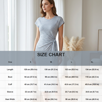 💥 50% rabatt 👗✨ Randig midiklänning med justerbar sidoknytning – luftig, stilren & perfekt för sommaren 🌿